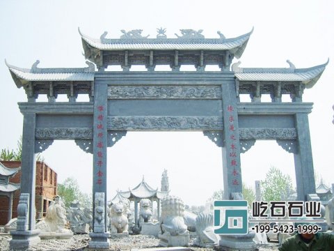 寺廟石大門樣式 三門牌坊的安裝